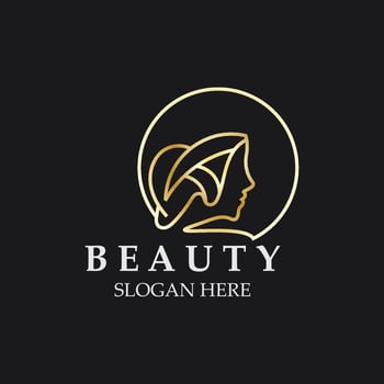Woman Beauty care logo. Nature face saloon and spa design flat vector