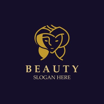Woman Beauty care logo. Nature face saloon and spa design flat vector