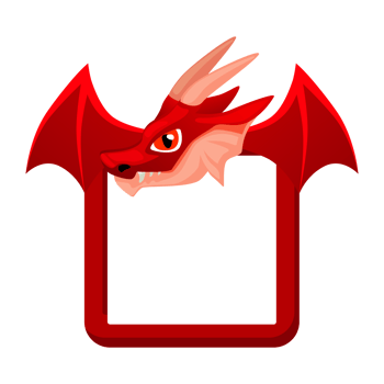 Avatar frame Dragon, square animal template for game. Empty Dragon frame with heard and wings. png