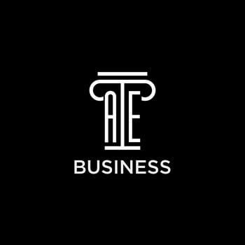 AE monogram initial logo with pillar shape icon design vector