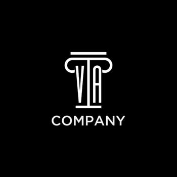 VA monogram initial logo with pillar shape icon design vector