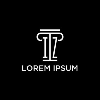 IZ monogram initial logo with pillar shape icon design vector