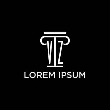 VZ monogram initial logo with pillar shape icon design vector
