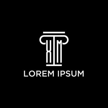 XM monogram initial logo with pillar shape icon design vector