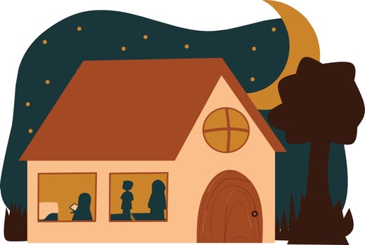 house in the night. Flat Vector illustration