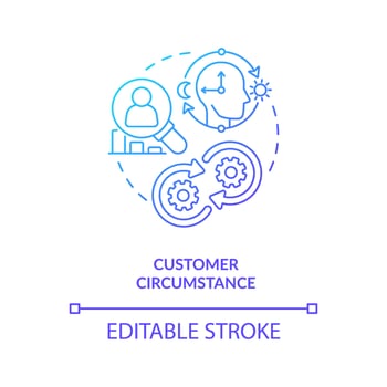 Customer circumstance red gradient concept icon. Know your client needs. Behavioral marketing research abstract idea thin line illustration. Isolated outline drawing vector