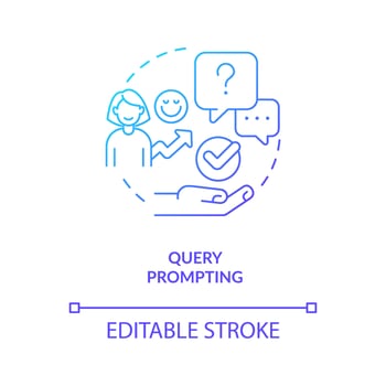 Query prompting red gradient concept icon. Improve user interaction. Adjust personalized customer experience abstract idea thin line illustration. Isolated outline drawing vector