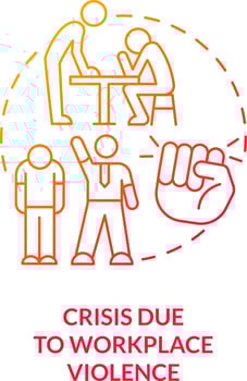 Crisis due to workplace violence red gradient concept icon. Beating employee. Type of crisis abstract idea thin line illustration. Isolated outline drawing vector