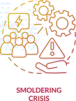 Smoldering crisis red gradient concept icon. Neglect and ignore problem. Business risk. Type of crisis abstract idea thin line illustration. Isolated outline drawing vector