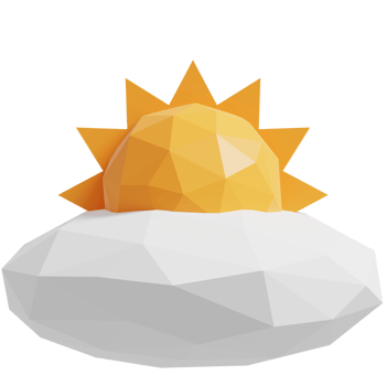 3D Low Poly cloud and sun.3D Render Illustration. png