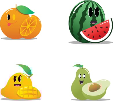 Cute fruits character vector