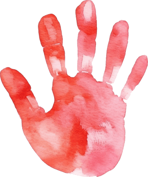 Hand Blood Print Watercolor Illustration. d png