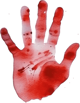 Hand Blood Print Watercolor Illustration. d png