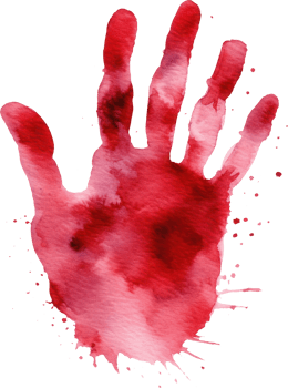 Hand Blood Print Watercolor Illustration. d png