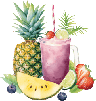 Fruits Smoothie Drink Watercolor Illustration. d png