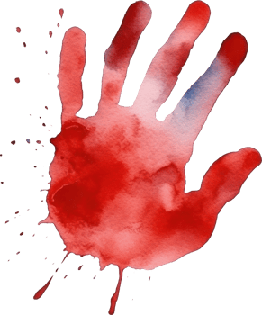 Hand Blood Print Watercolor Illustration. d png