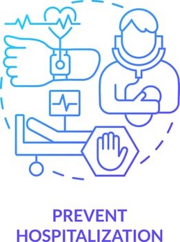 Prevent hospitalization blue gradient concept icon. Inpatient care. Goal of chronic disease management abstract idea thin line illustration. Isolated outline drawing vector