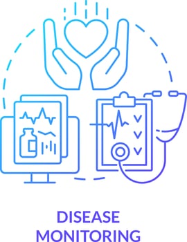 Disease monitoring blue gradient concept icon. Tracking and analysis. Chronic disease management abstract idea thin line illustration. Isolated outline drawing vector