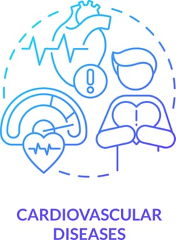 Cardiovascular diseases blue gradient concept icon. Heart stroke. Chronic conditions major group abstract idea thin line illustration. Isolated outline drawing vector