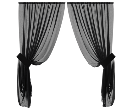curtains sheer Black in PNG isolated on transparent background. with 3D rendering