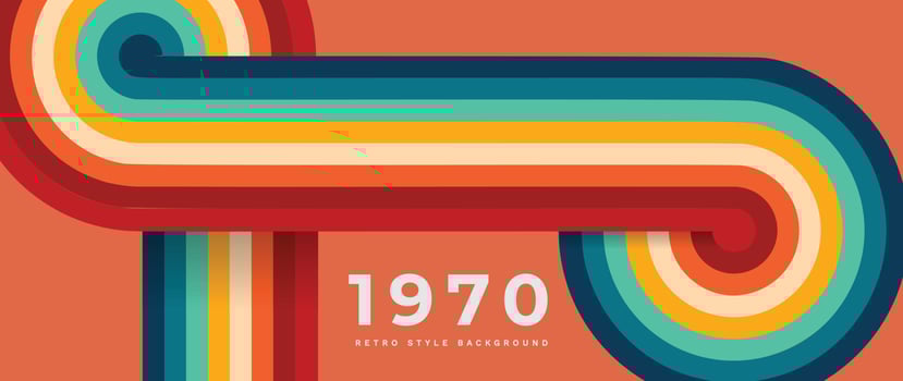Abstract retro 70s background vector. Colorful vintage 1970 stylish wallpaper with lines, stripes, curve, circle shapes. Illustration design suitable for poster, banner, decorative, wall art. vector