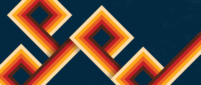 Abstract retro 70s background vector. Colorful vintage 1970 grunge stylish wallpaper with lines, stripes, square shapes. Illustration design suitable for poster, banner, decorative, wall art. vector