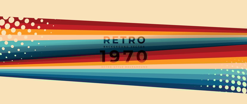 Abstract retro 70s background vector. Colorful vintage 1970 stylish wallpaper with lines, stripes, circle shapes. Illustration design suitable for poster, banner, decorative, wall art. vector
