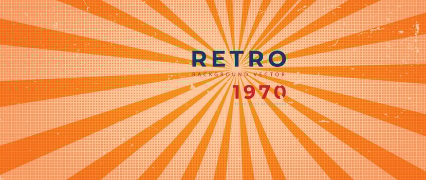 Abstract retro 70s background vector. Colorful vintage 1970 grunge stylish wallpaper with sun light, sun rays, stripes shapes. Illustration design suitable for poster, banner, decorative, wall art. vector