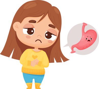 Suffering girl on abdominal pain png