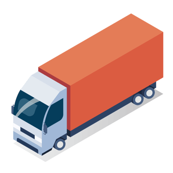 Red Cargo Truck transportation in isometric view png
