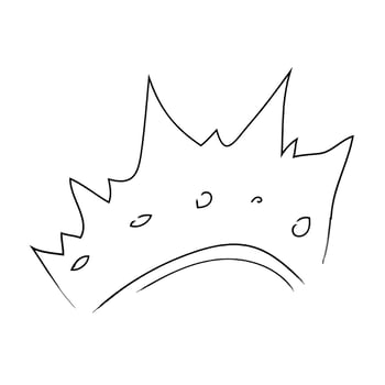 Royal crown, queen or princess diaden, tiara head, King in doodle style, hand drawn line isolated on white background vector