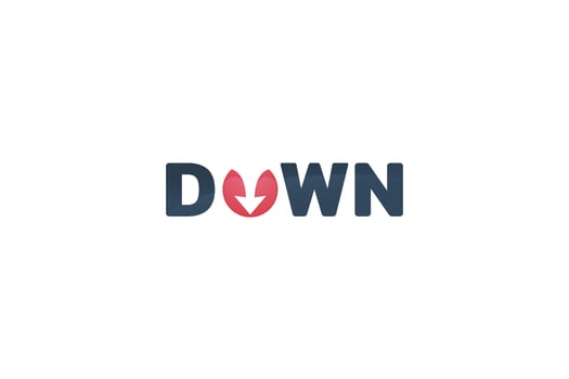 down logo with a combination of down lettering with a down arrow on the letter o. vector