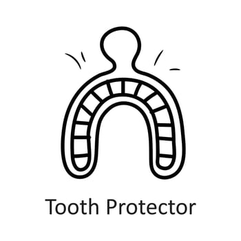 Tooth Protector vector outline Icon Design illustration. Dentist Symbol on White background EPS 10 File