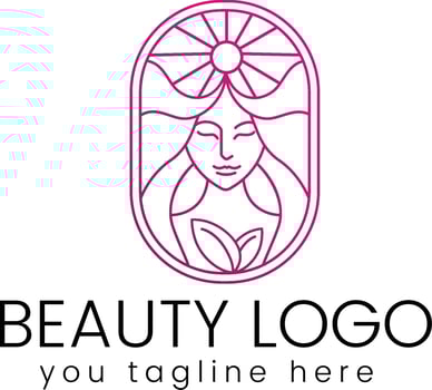 Beauty woman nature outline logo design vector