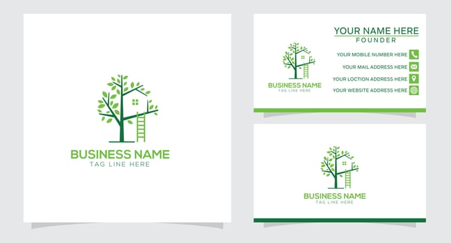 natural tree house logo design vector