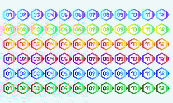 Hexagon Directional Gradient Bullet Point vector