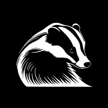 Badger, Black and White Vector illustration