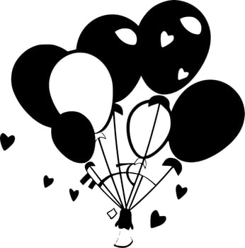 Balloons - Black and White Isolated Icon - Vector illustration