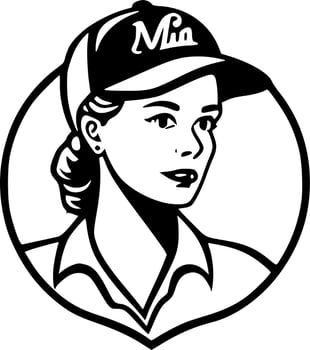 Baseball Mom, Black and White Vector illustration