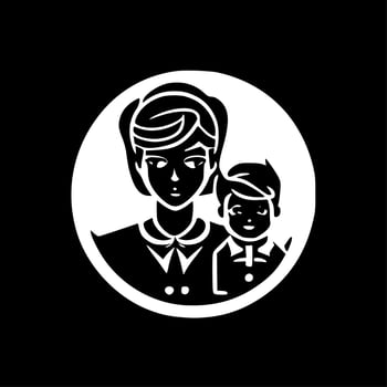 Boy Mom - Black and White Isolated Icon - Vector illustration