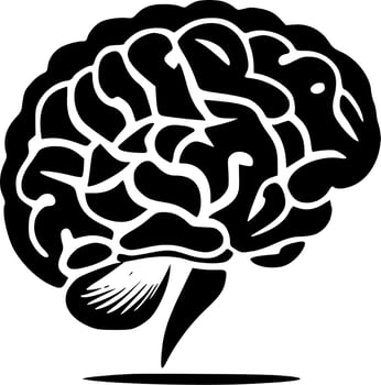 Brain, Black and White Vector illustration