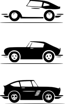 Cars, Black and White Vector illustration