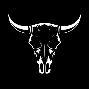Cow Skull, Black and White Vector illustration