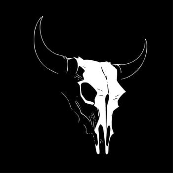 Cow Skull - Black and White Isolated Icon - Vector illustration