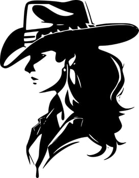 Cowgirl - Black and White Isolated Icon - Vector illustration