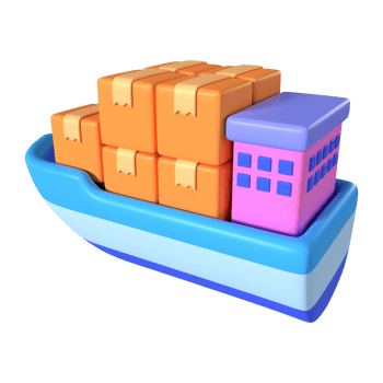 Cargo Ship 3D Illustration Icon png