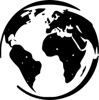 Earth, Black and White Vector illustration