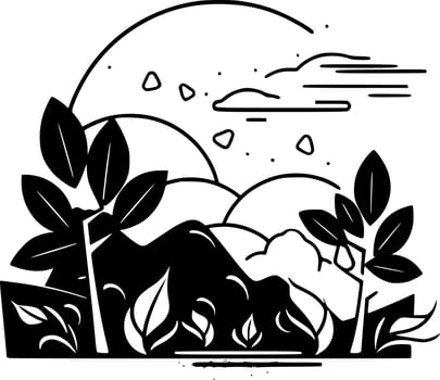 Fall, Black and White Vector illustration