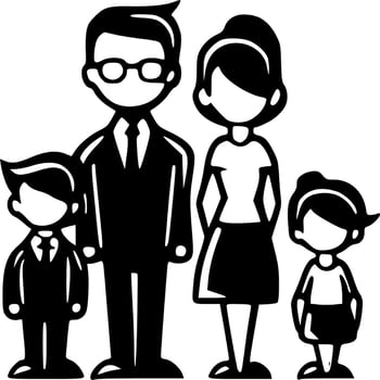 Family, Black and White Vector illustration