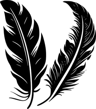 Feathers - Black and White Isolated Icon - Vector illustration